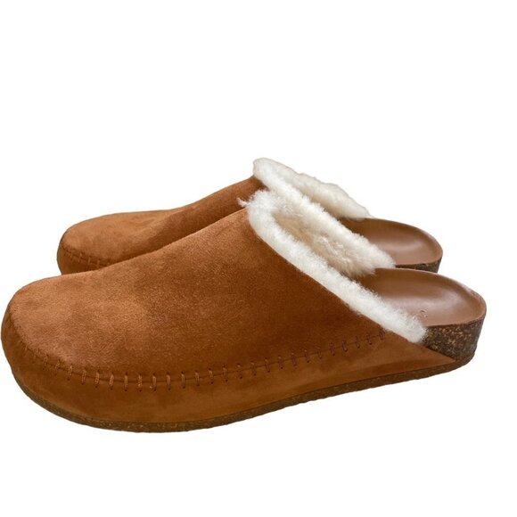NWOT Jenni Kayne Suede Shearling-Lined Slip On Moc Clog Saddle Brown Size 39 - Picture 6 of 10